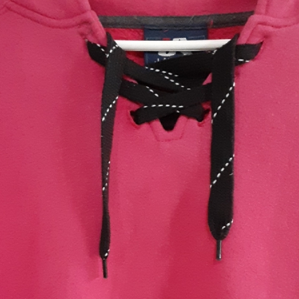 J. America Sport Lace Hockey Hoodie Red Size Large Unisex / Men's - Picture 2 of 5